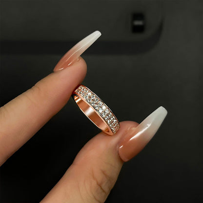 Sparkle Rose Gold Half Round Cut Women's Wedding Band In Sterling Silver-Maxinejewelry