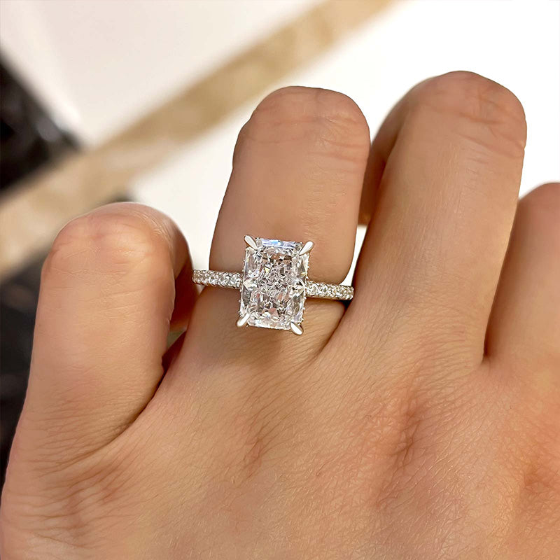 Elegant Radiant Cut Engagement Ring For Women In Sterling Silver-Maxinejewelry