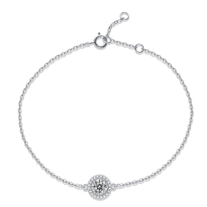 Moissanite Halo Round Cut Bracelet