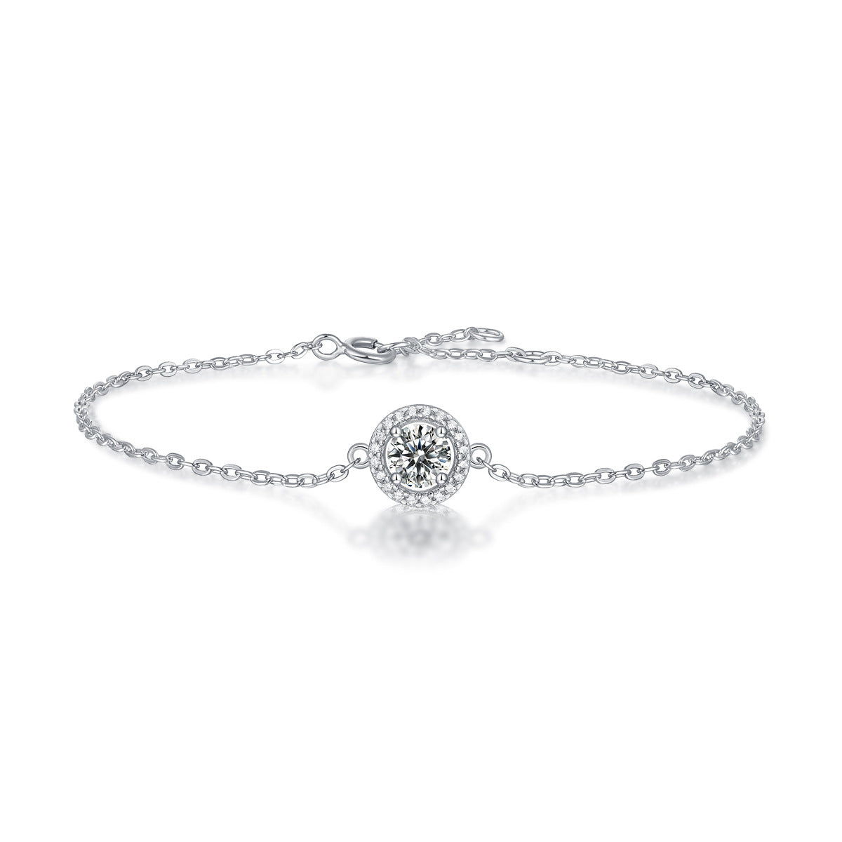 Moissanite Halo Round Cut Bracelet