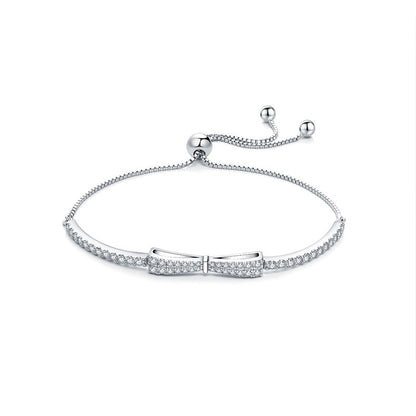 Elegant Bow Design Bracelet For Women In Sterling Silver