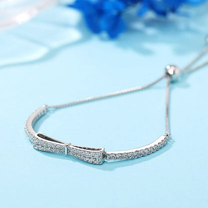 Elegant Bow Design Bracelet For Women In Sterling Silver