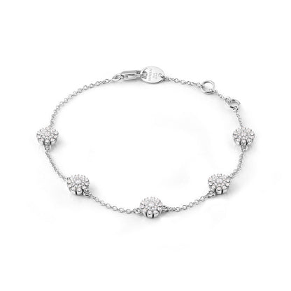 Elegant Flower Design Bracelet For Women In Sterling Silver