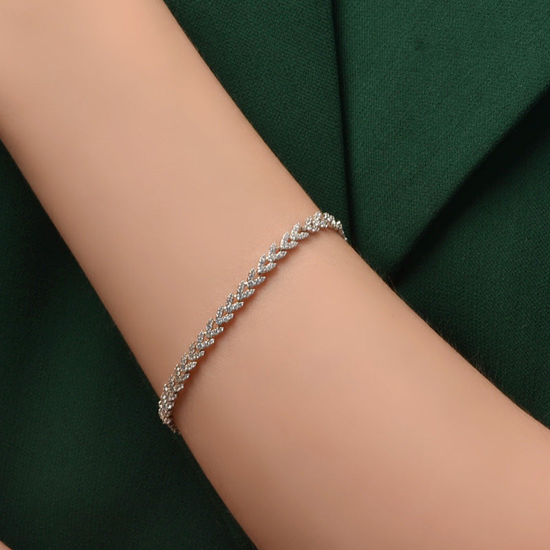 Fashion Wheat Ear Design Bracelet For Women In Sterling Silver