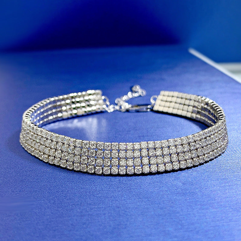 Luxury Four Rows Roud Cut Bracelet For Women In Sterling Silver-Maxinejewelry