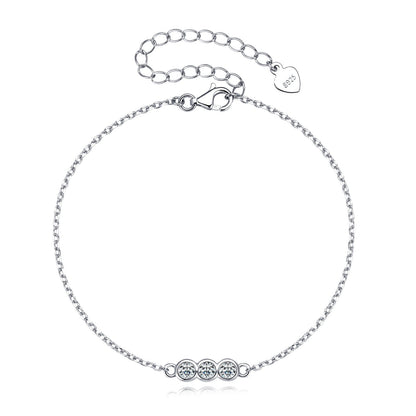 Moissanite Exclusive Bezel Round Cut Bracelet In Sterling Silver