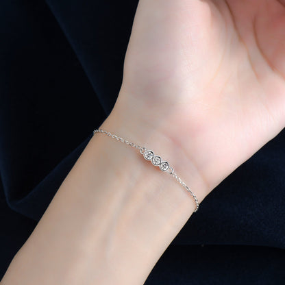 Moissanite Exclusive Bezel Round Cut Bracelet In Sterling Silver