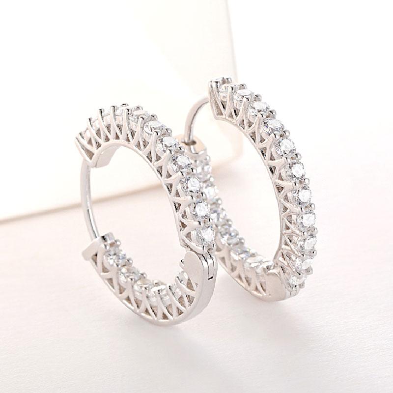 Women's Classic Round Cut Hoop Earrings In Sterling Silver