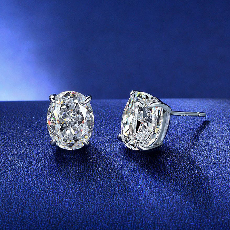 Stunning Classic Oval Cut Sona Simulated Diamond Stud Earrings In Sterling Silver