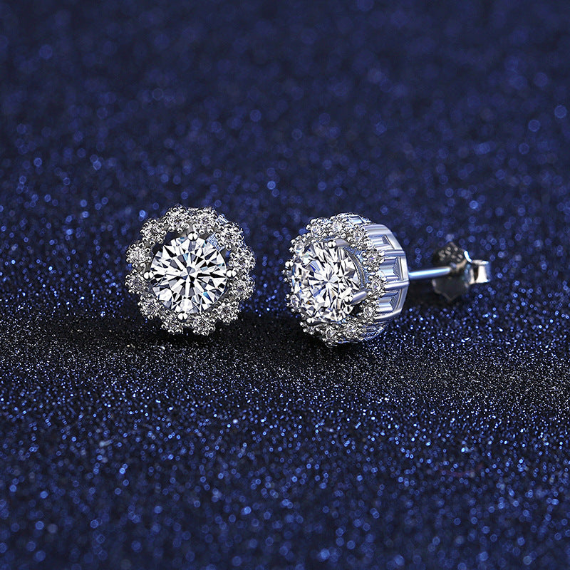 Moissanite Snowflake Design Round Cut 2PC Jewelry Set