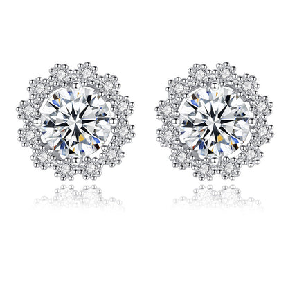 Moissanite Snowflake Stud Earrings In Sterling Silver