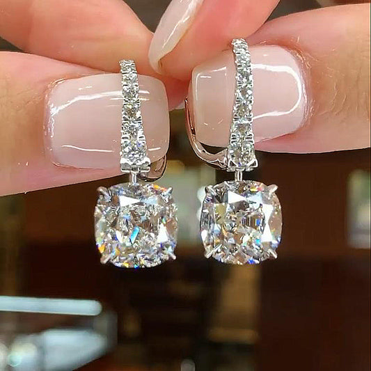 Exquisite Cushion Cut Women's Earrings In Sterling Silver-Maxinejewelry