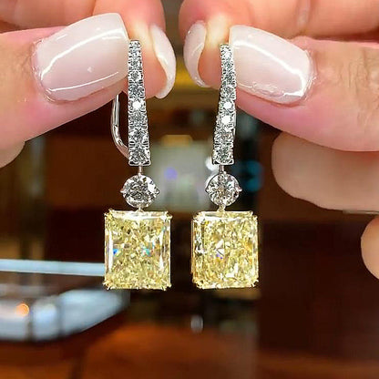 Honorable Radiant Cut Yellow Sapphire Earrings for Women-Maxinejewelry