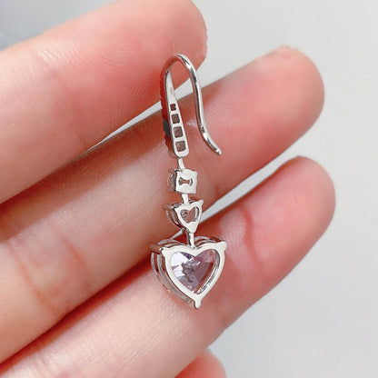 Stunning Heart Cut Women's Stud Earrings In Sterling Silver