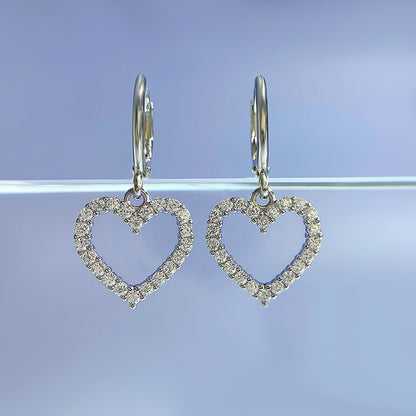 Lovely Heart Shaped Women's Stud Earrings In Sterling Silver-Maxinejewelry