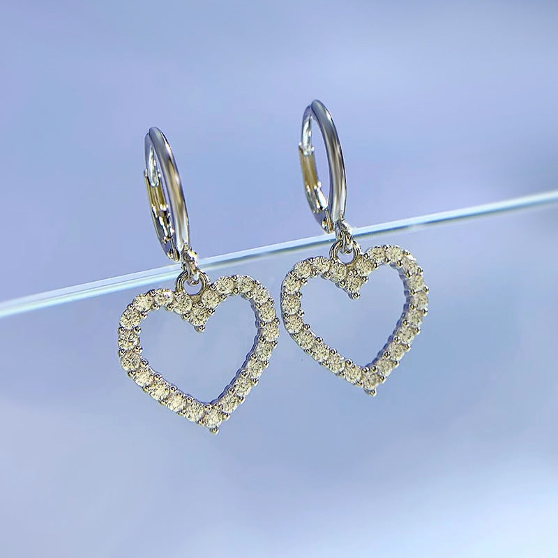 Lovely Heart Shaped Women's Stud Earrings In Sterling Silver-Maxinejewelry