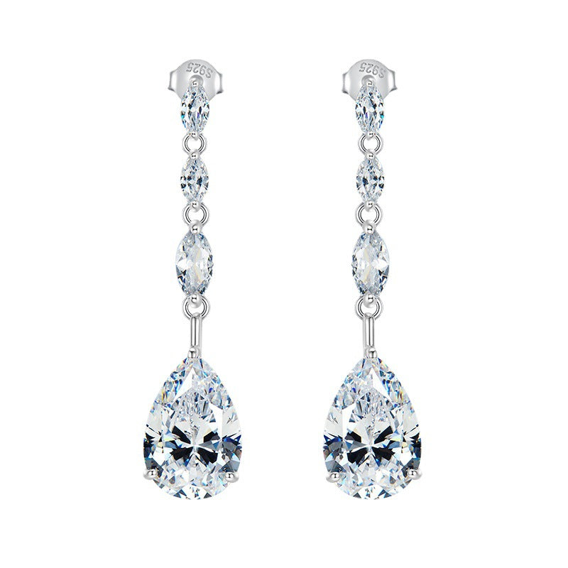 Outstanding Pear Cut Women's Earrings In Sterling Silver