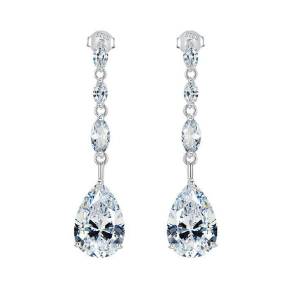 Outstanding Pear Cut Women's Earrings In Sterling Silver