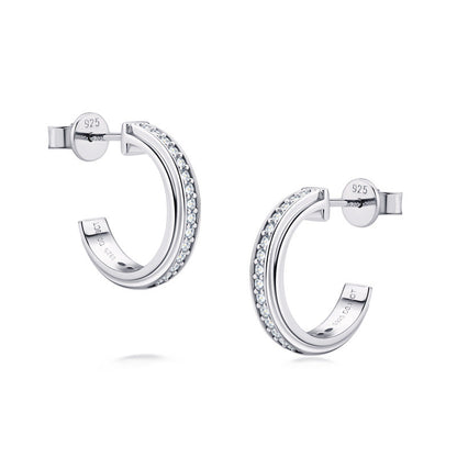 Moissanite Round Cut Curved Stud Earrings