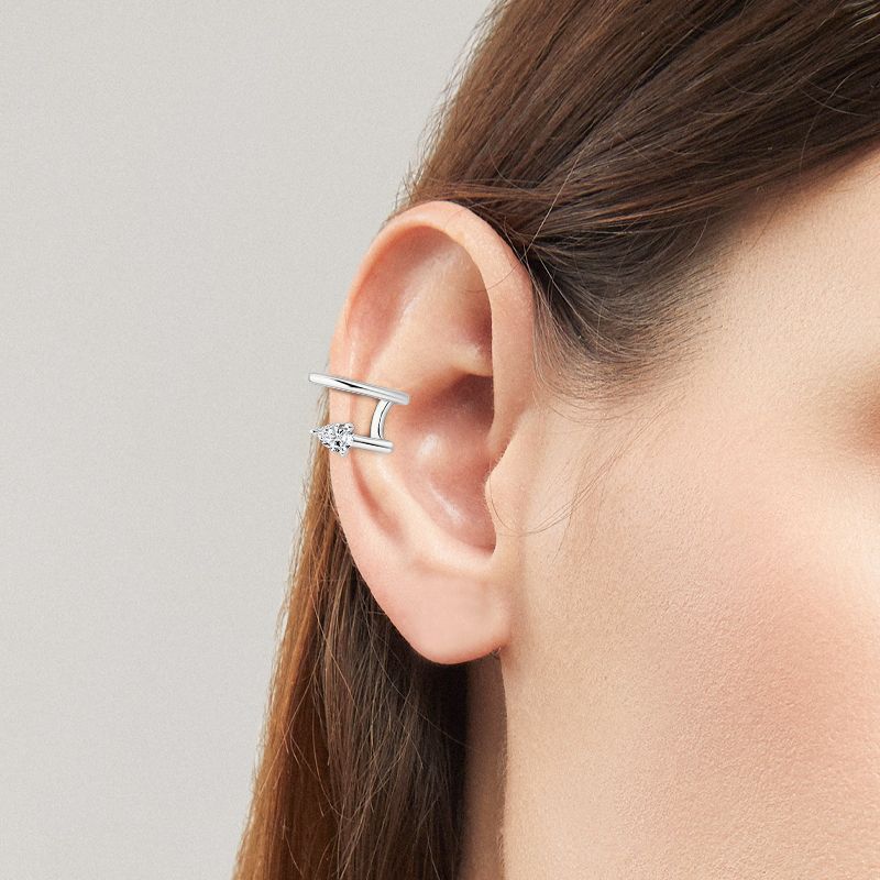 Unique Pear Cut Double Layer Moissanite Ear Cuff