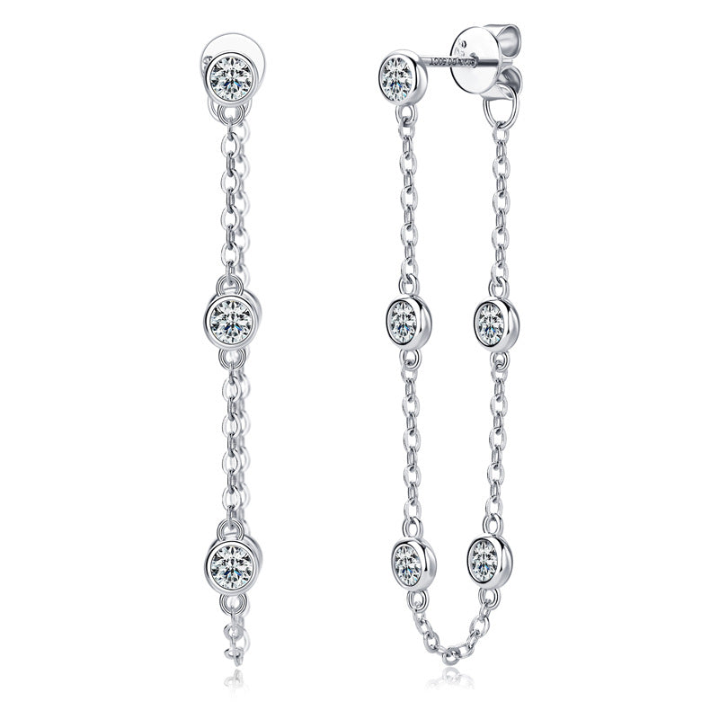 Moissanite Chain Tassel Stud Earrings