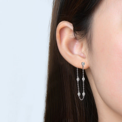 Elegant Chain Tassel Moissanite Stud Earrings