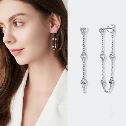 Moissanite Chain Tassel Stud Earrings