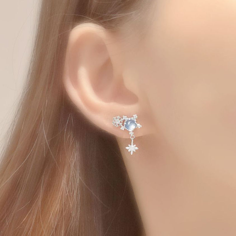 Christmas Fantasy Starry Sky Eight-pointed Star Snowflake Earrings