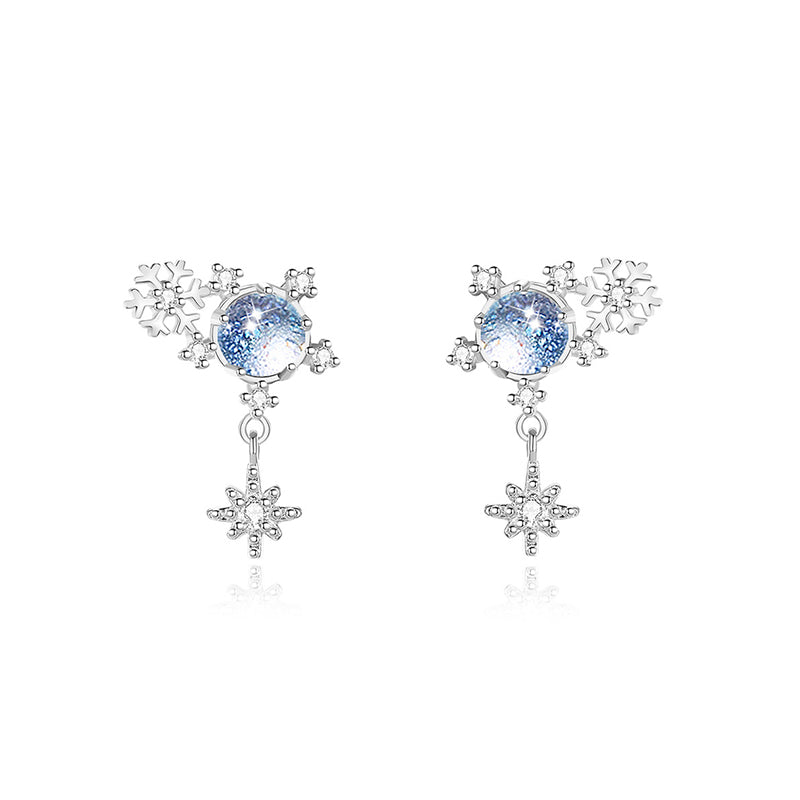 Christmas Fantasy Starry Sky Eight-pointed Star Snowflake Earrings