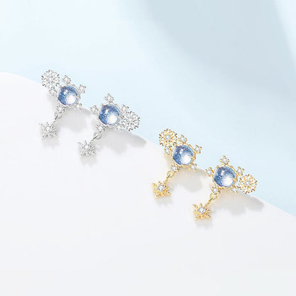 Christmas Fantasy Starry Sky Eight-pointed Star Snowflake Earrings