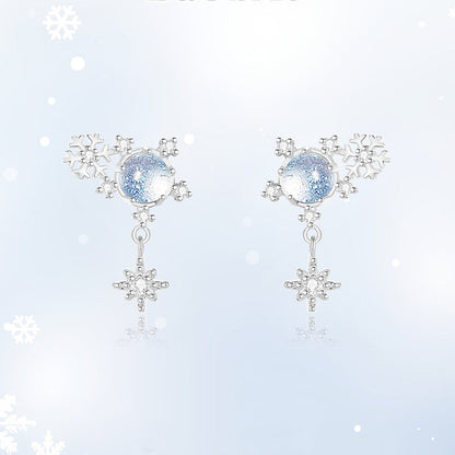 Christmas Fantasy Starry Sky Eight-pointed Star Snowflake Earrings