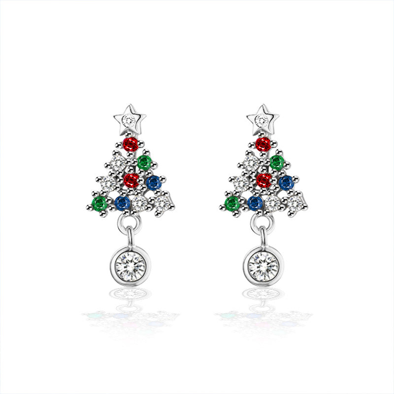 Colorful Moissanite Christmas Tree Stud Earrings