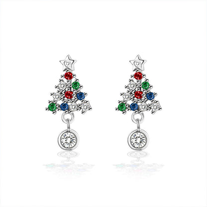 Colorful Moissanite Christmas Tree Stud Earrings