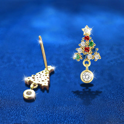 Colorful Moissanite Christmas Tree Stud Earrings