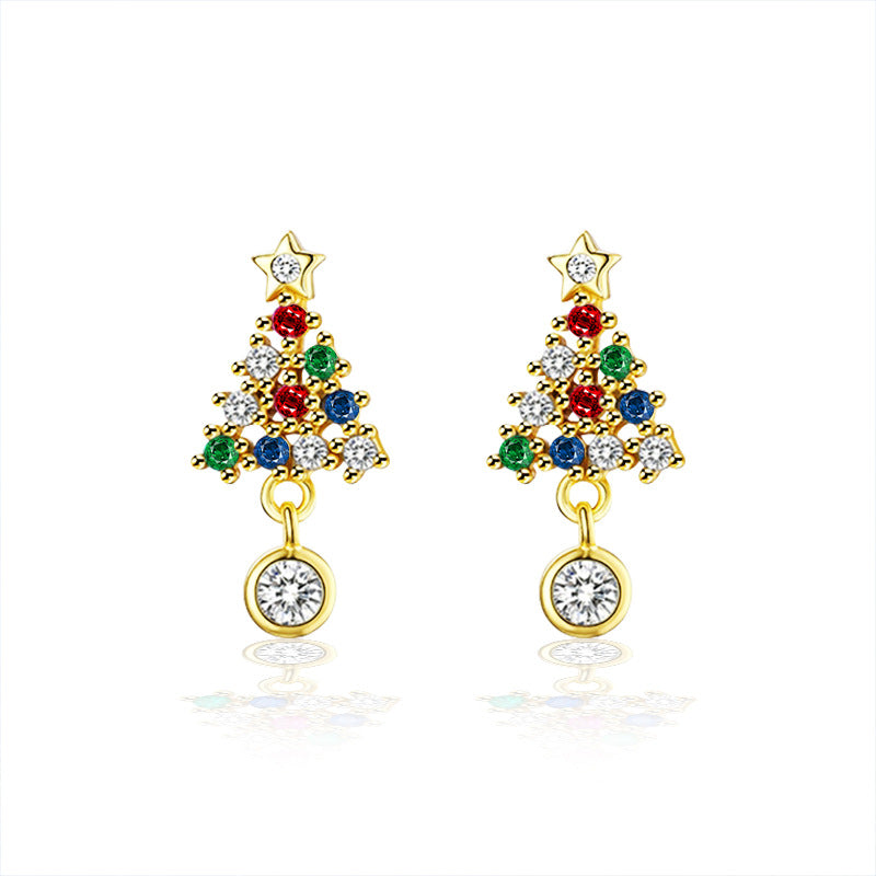 Colorful Moissanite Christmas Tree Stud Earrings