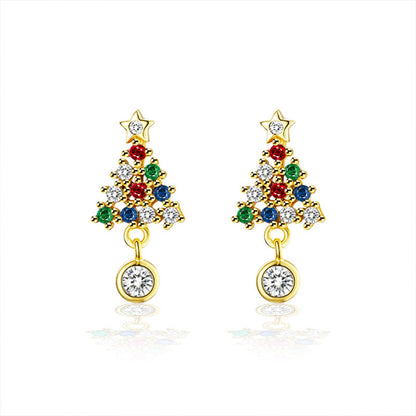 Colorful Moissanite Christmas Tree Stud Earrings