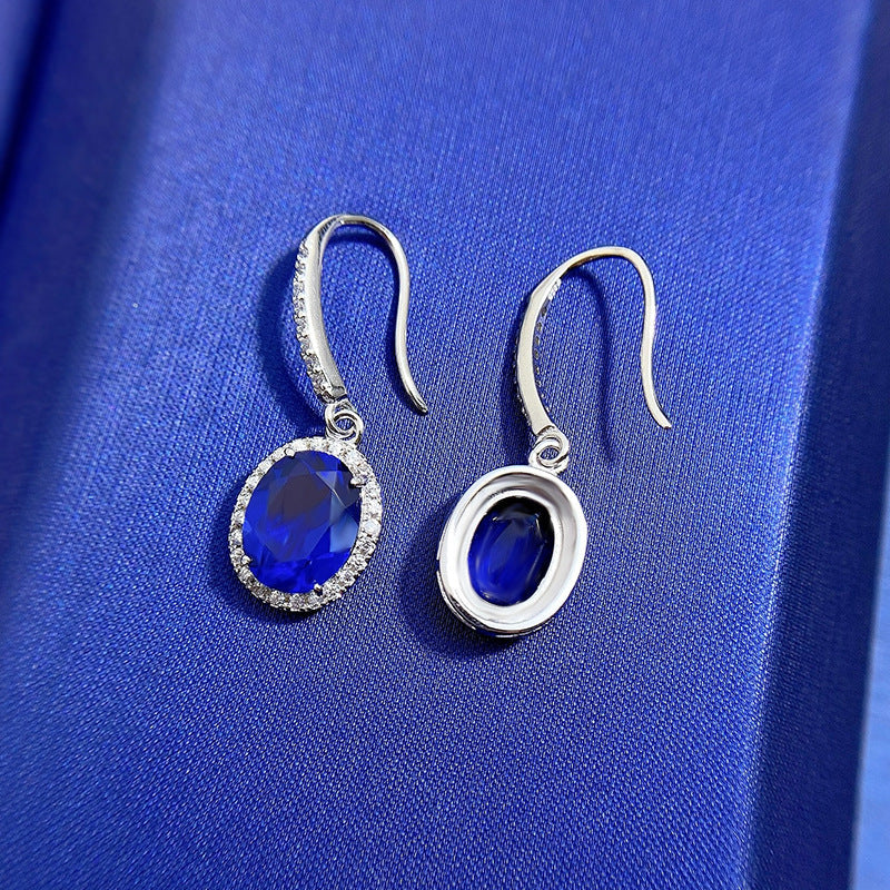 Maxine Elegant Sapphire Oval Cut Women's Earrings