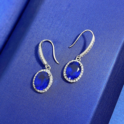 Maxine Elegant Sapphire Oval Cut Women's Earrings