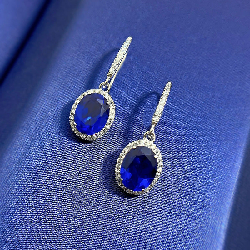 Maxine Elegant Sapphire Oval Cut Women's Earrings