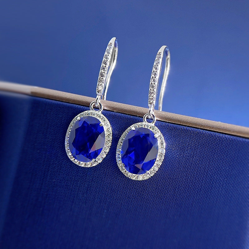 Maxine Elegant Sapphire Oval Cut Women's Earrings