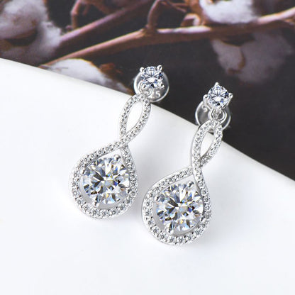 Maxine Blue Moissanite Round Cut Stud Earrings