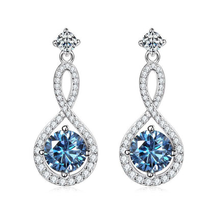 Maxine Blue Moissanite Round Cut Stud Earrings