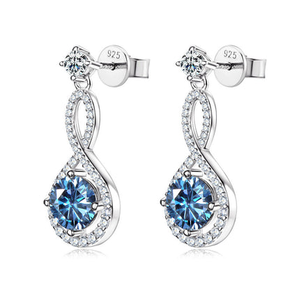 Maxine Blue Moissanite Round Cut Stud Earrings