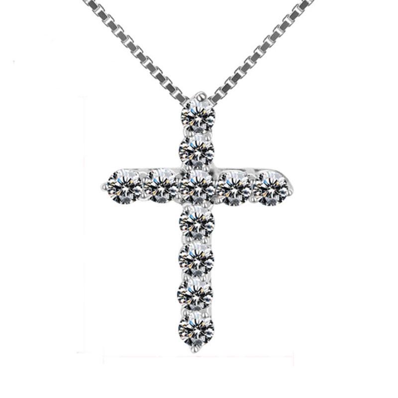 Sterling Silver Fashion Cross Pendant Necklace For Women-Maxinejewelry