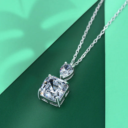 Luxury Stunning 12 Carat Asscher Cut White Sapphire Necklace In Sterling Silver