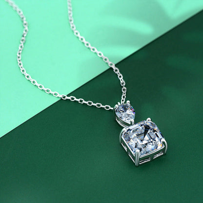 Luxury Stunning 12 Carat Asscher Cut White Sapphire Necklace In Sterling Silver