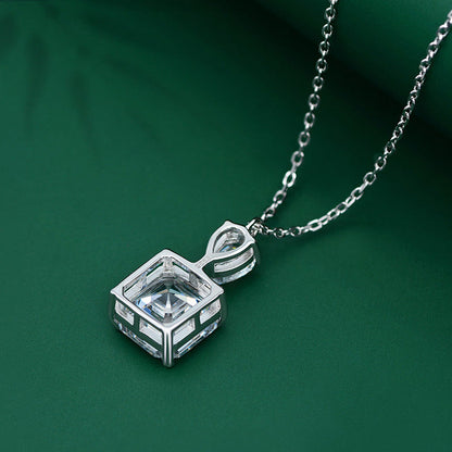 Luxury Stunning 12 Carat Asscher Cut White Sapphire Necklace In Sterling Silver