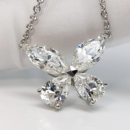 Butterfly Design Women's Pendant Necklace In Sterling Silver