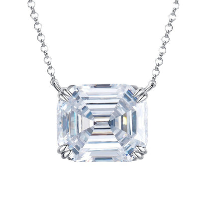 Fashion Emerald Cut Pendant Necklace In Sterling Silver