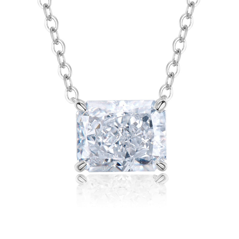 Noble Radiant Cut Pendant Necklace In Sterling Silver